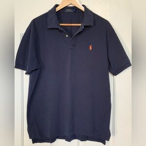 Polo Ralph Lauren Navy Classic Fit Polo Shirt XL Orange Pony 👕